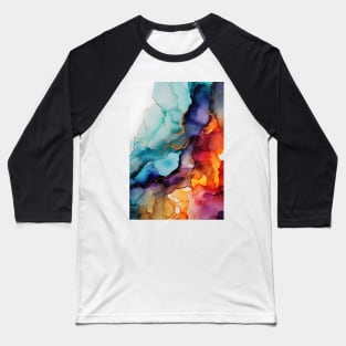 Flame and Frost - Abstract Alcohol Ink Art Baseball T-Shirt